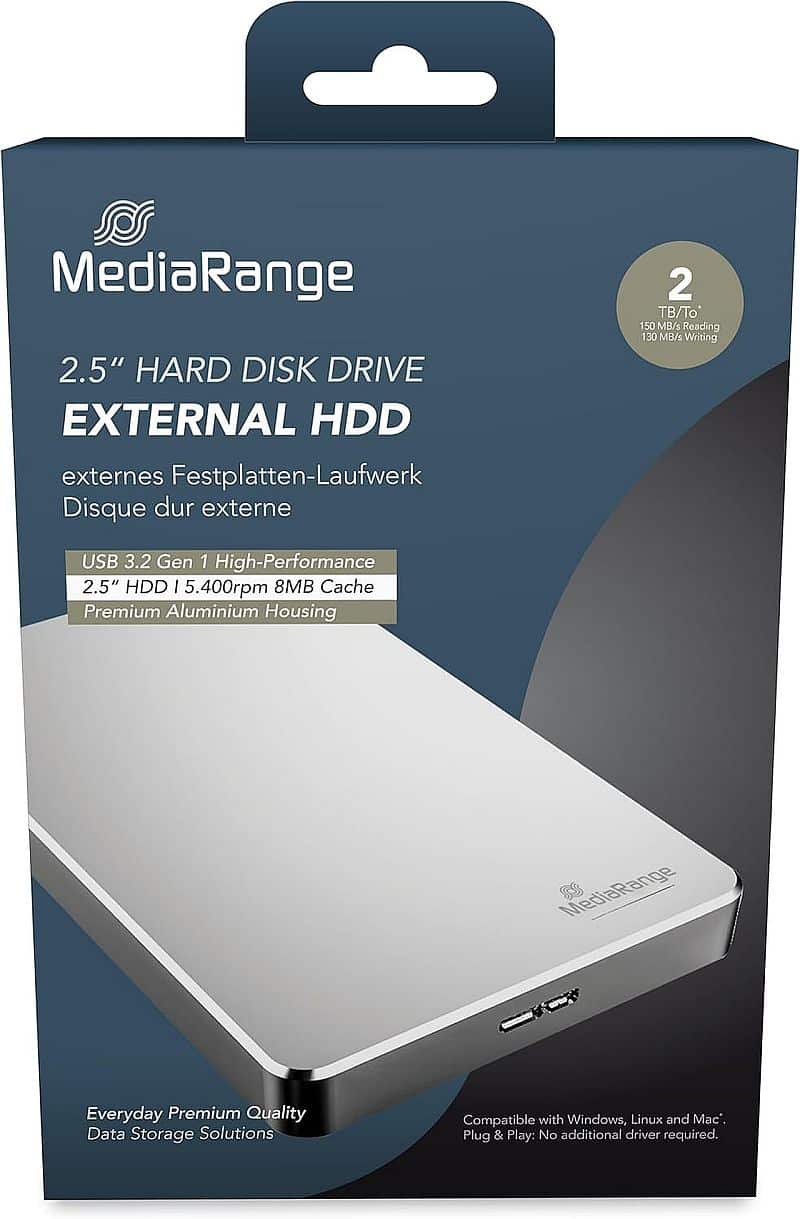 MediaRange Eksterni HDD 2TB, USB 3.0, srebrni , MR997