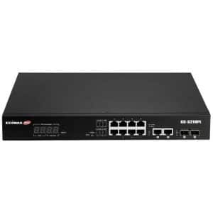 EDIMAX Nadzorni VLAN 12-Portni Gigabitni PoE+ Web Smart Switch dugog dometa s 2 Gigabitnim RJ45 priključka i 2 SFP priključka, GS-5210PL
