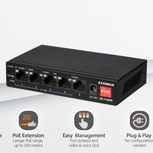 Edimax Long Range 5-Port Gigabit Switch with 4-Port PoE+, GS-1105PE