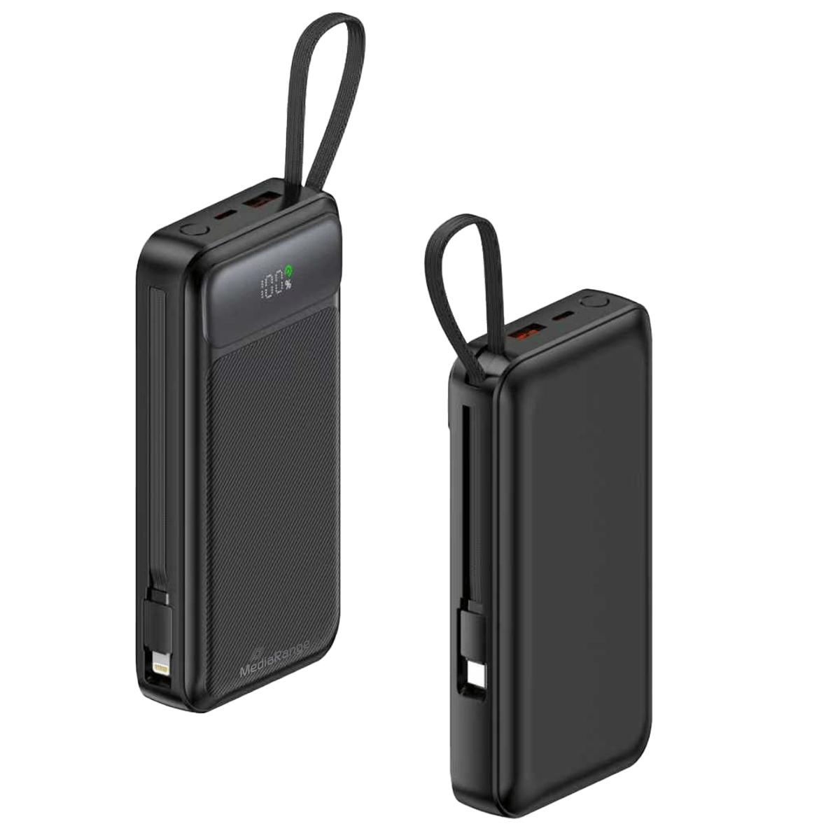MediaRange powerbank kapaciteta 20.000 mAh s integriranim kabelima za punjenje i LC zaslonom, s podrškom za USB-C Power Delivery i Quick Charge, crna , MRMA756 - Slika 3